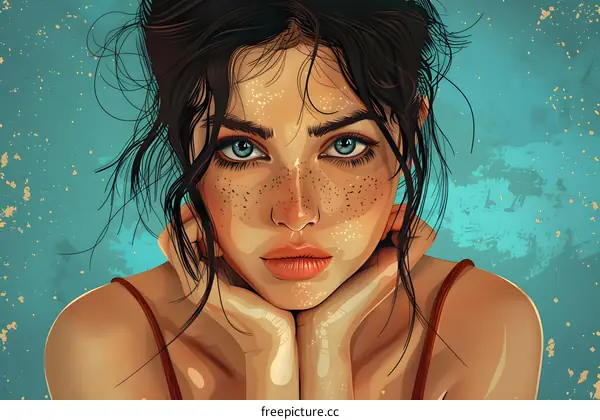 portrait of a young woman with freckles