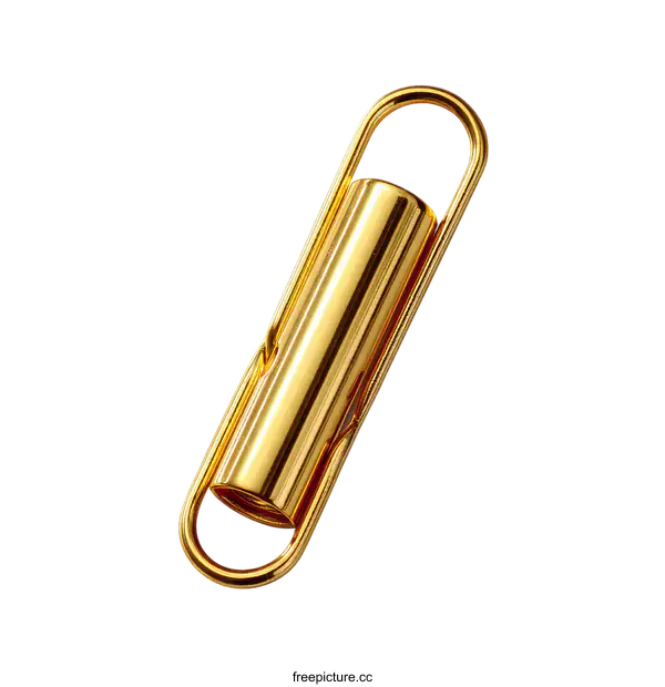 [Transparent Background PNG]Golden Paperclip Close-up