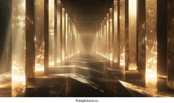 Golden Abstract Architectural Corridor
