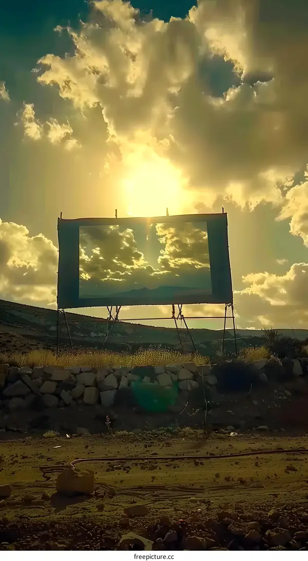 The Sun Reflecting in a Large Screen  Outdoor
