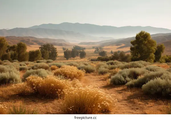 Desert Landscape Panorama at Dawn