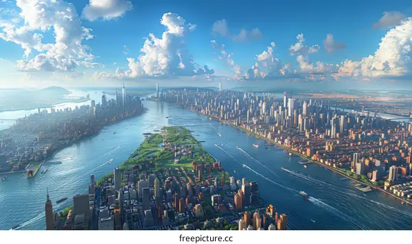 Aerial View of New York City Skyline