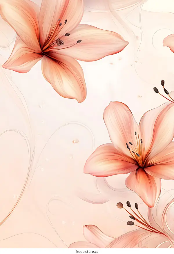 Delicate Pink Lilies Floral Illustration
