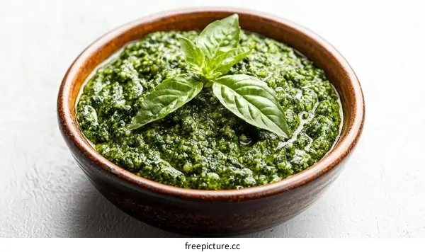 Close up of Pesto Sauce in a Bowl