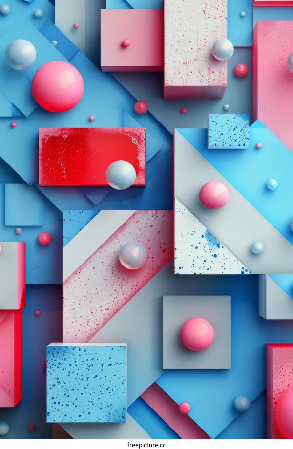 Abstract Geometric Shapes in Pink and Blue