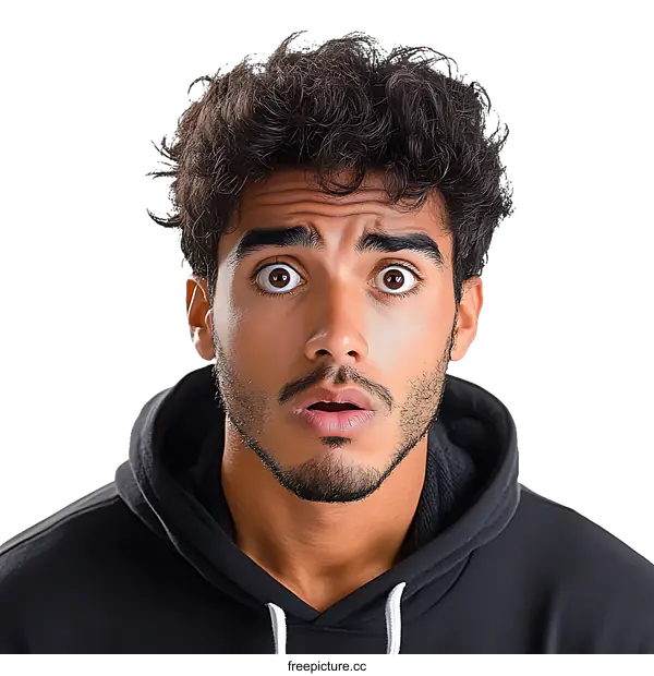 [Transparent Background PNG]Close-up Portrait of a Surprised Young Man