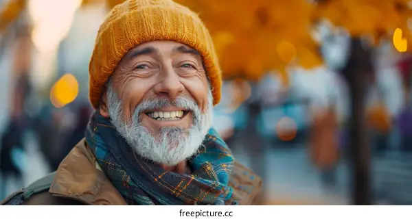 Smiling Senior Man in Autumnal Setting