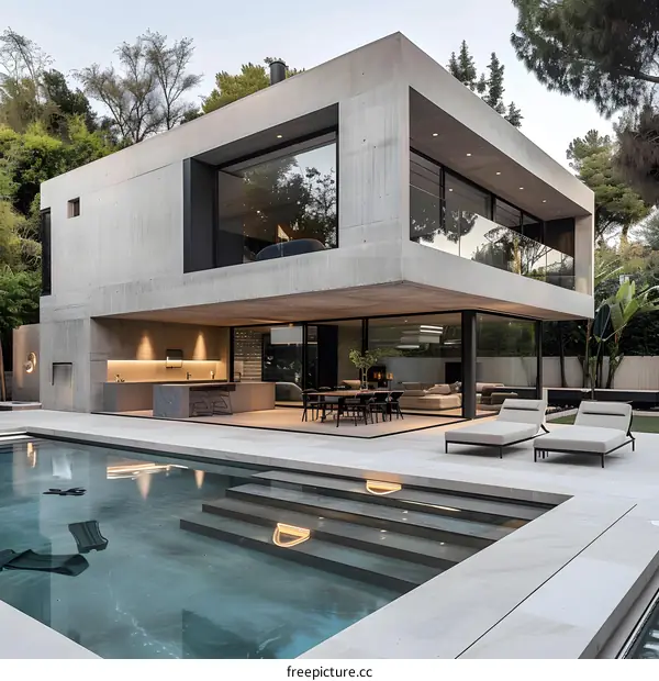 Modern Concrete House with Swimming Pool
