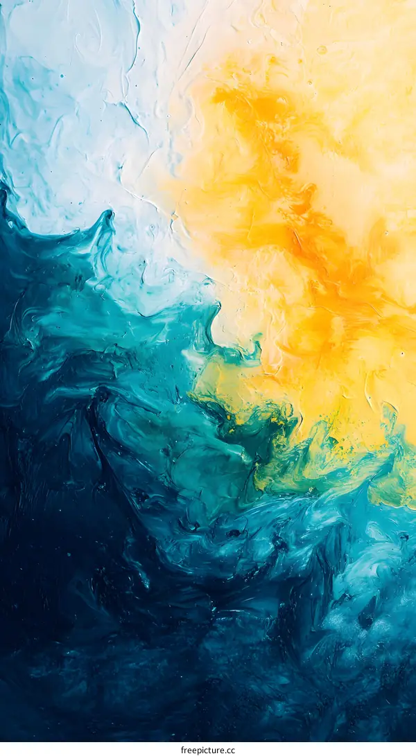 Abstract Blue And Yellow Swirl Painting