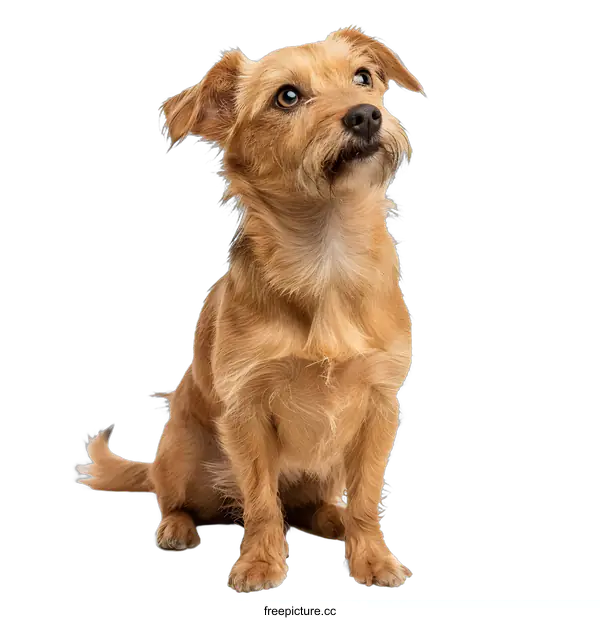 [Transparent Background PNG]Small Brown Dog Sitting Against White Background