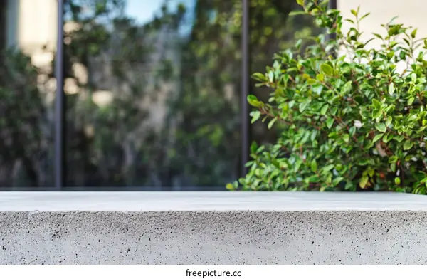 Empty Concrete Tabletop with Blurry Background