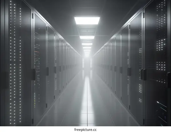 Server room with bright lights