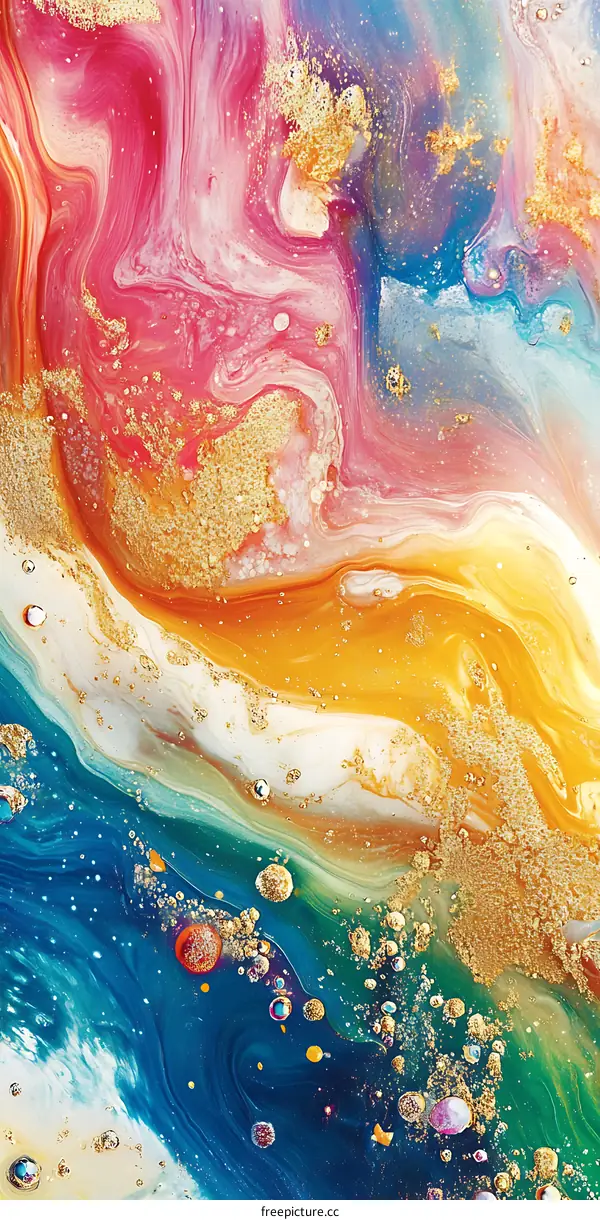 Abstract Swirling Colorful Paint