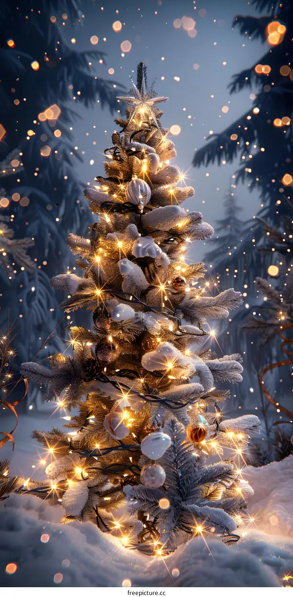 Christmas tree in the snow