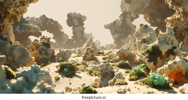 Abstract Fantasy Landscape with Unique Rock Formations