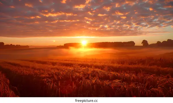 Field of wheat at sunrise