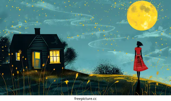 girl looking at the moon