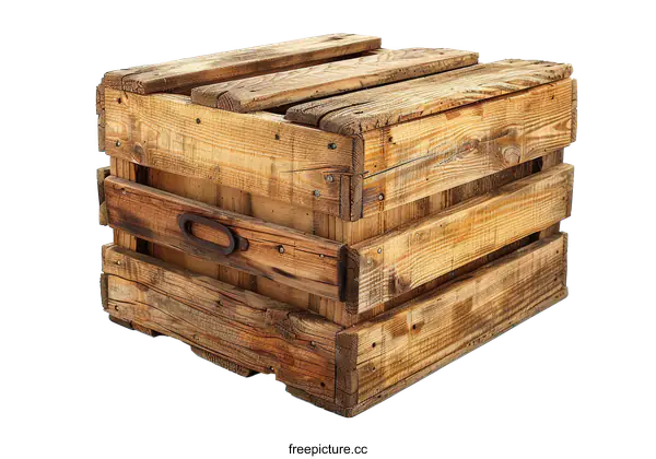 [Transparent Background PNG]Rustic Wooden Crate Isolated on White Background