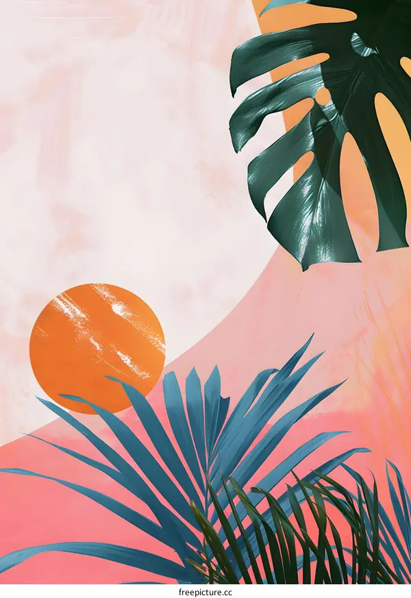 Tropical Leaves and Abstract Shapes Background
