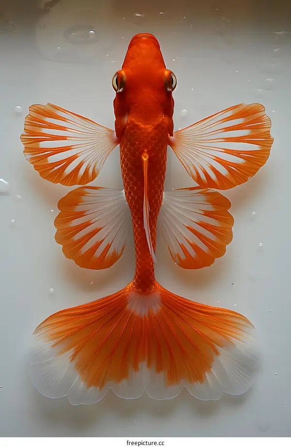 Orange and White Butterfly Tail Goldfish