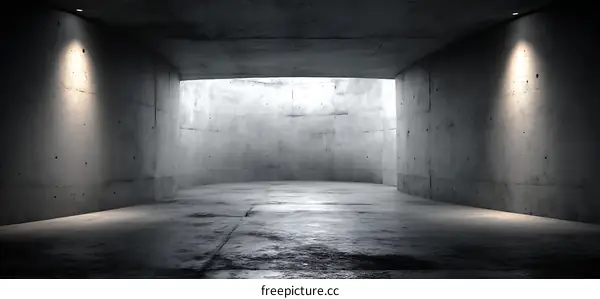 Empty Concrete Tunnel Interior Design Illustration
