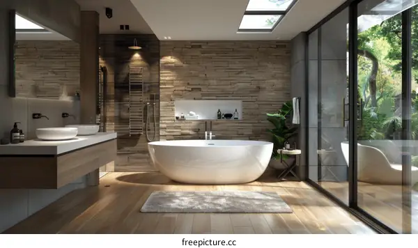 Modern Bathroom with Nature View