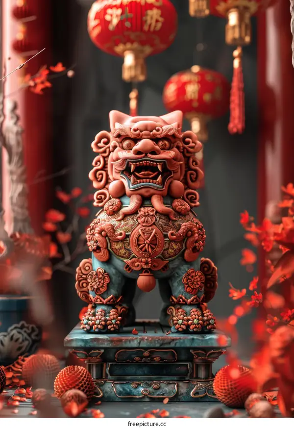 Chinese Guardian Lion Statue