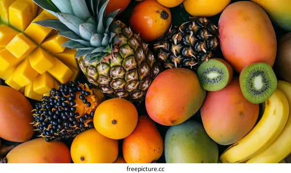 A variety of tropical fruits