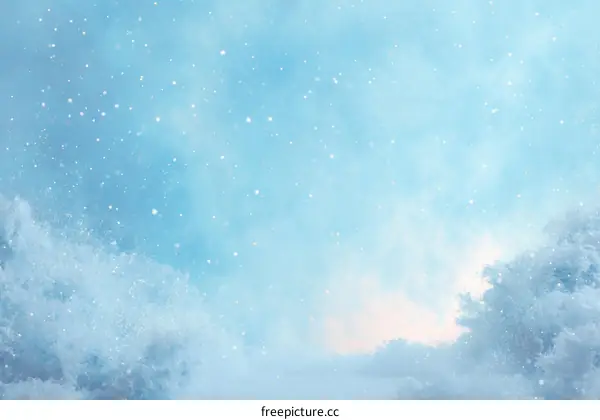 Winter Sky with Sparkling Snowflakes