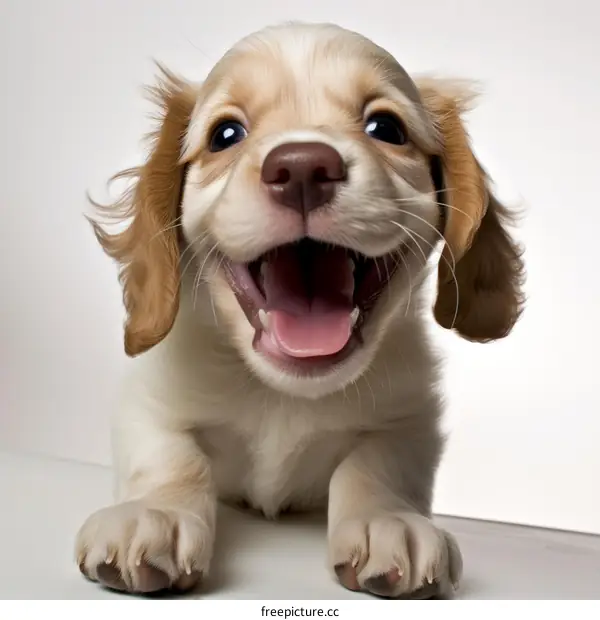 A cute puppy with a big smile on its face