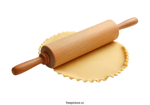 [Transparent Background PNG]Rolling Dough with Rolling Pin on White Background