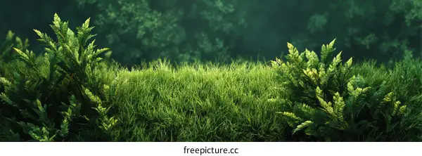 Green Plants and Grass in a Forest