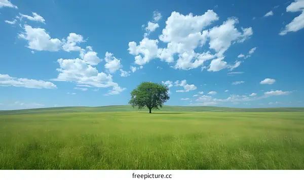 Lonely Tree in a Vast Grassland