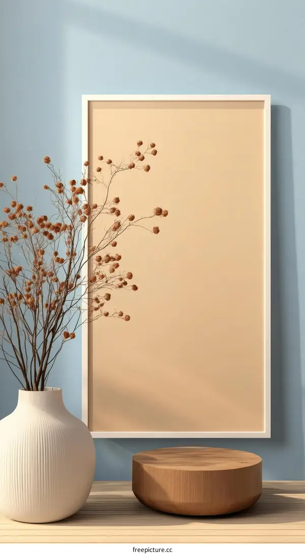 Minimalist Home Decor Scene with Empty Picture Frame