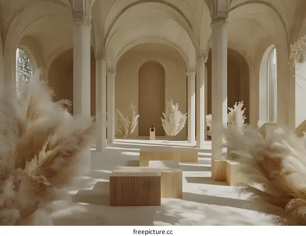 Minimalist Interior Design with Beige Tones and Pampas Grass