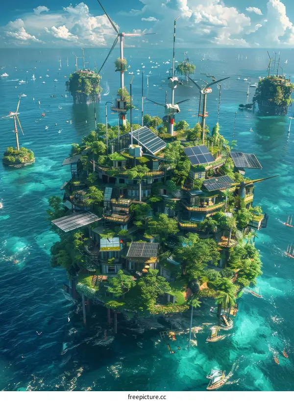 Sustainable Island City with Renewable Energy Sources