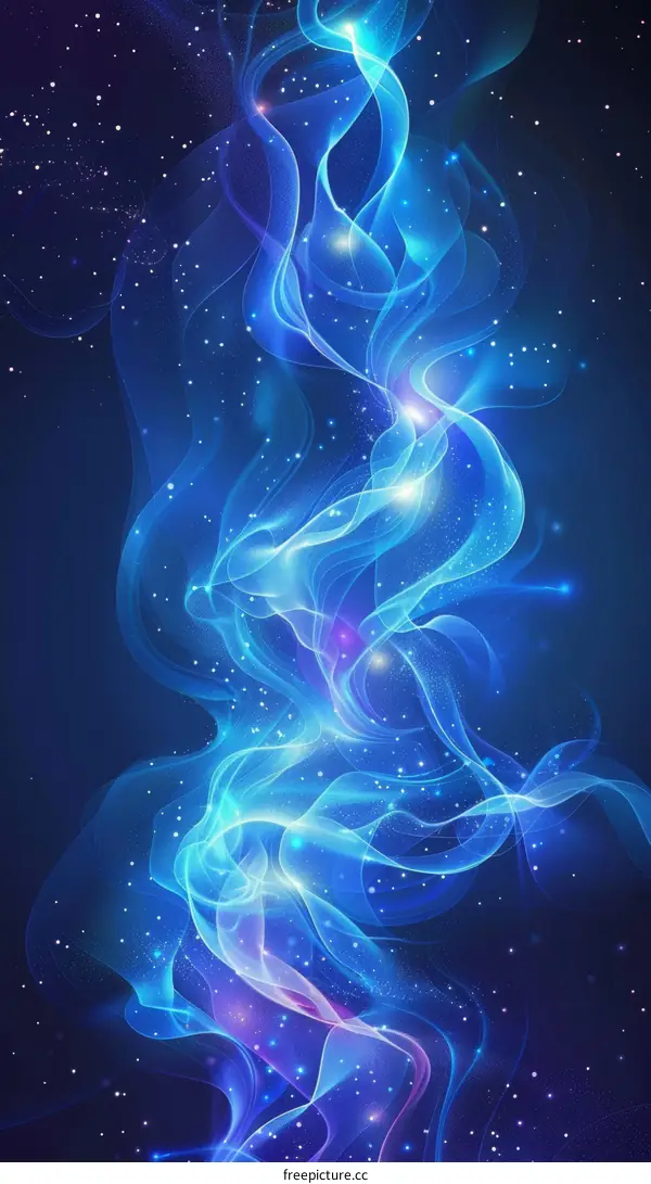 Abstract Blue Light Trails in the Night Sky