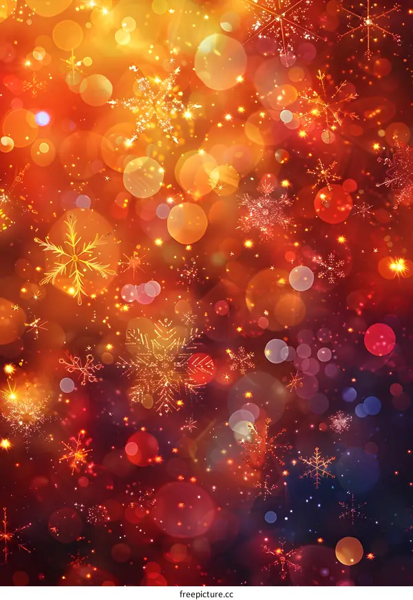 Red and orange glowing background with snowflakes