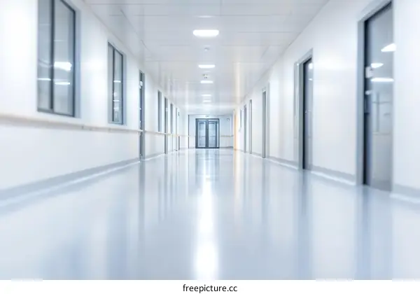 Empty Hospital Corridor with Modern Design