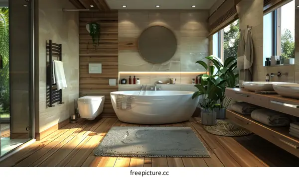Bathroom interior with natural elements