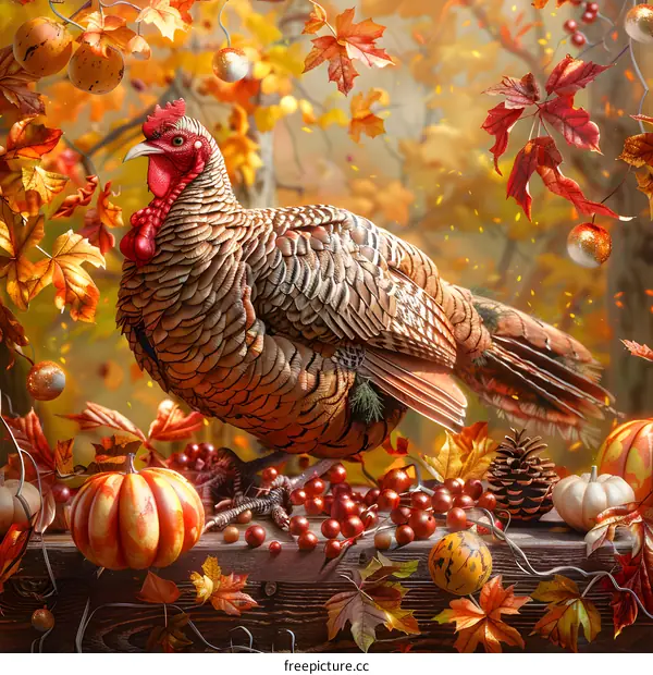 A Thanksgiving Turkey in Autumn
