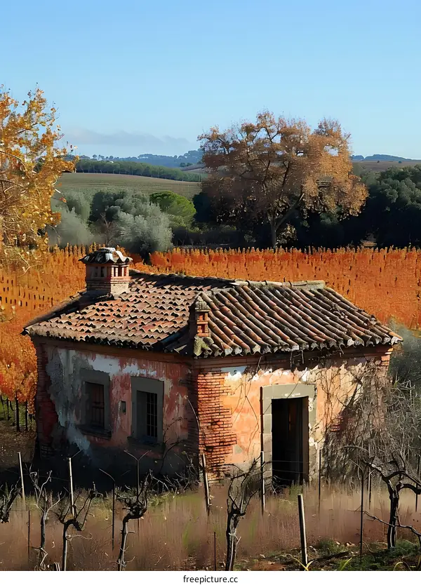 Old Abandoned House in Vineyard