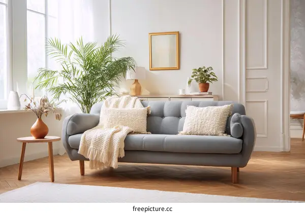 Modern Living Room Interior Design with Cozy Sofa