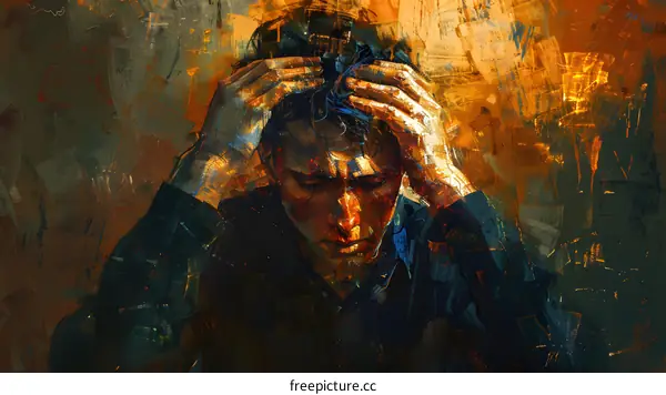 Man holding his head in anguish