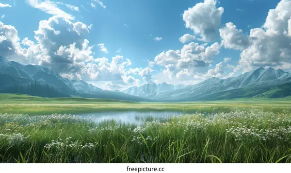 Tranquil Grassland Landscape: Serenity and Beauty