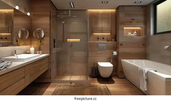 Modern Wooden Bathroom Interior Design