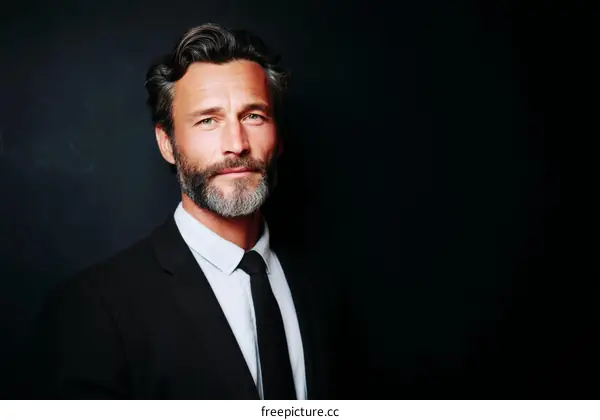 Confident Businessman Portrait Against Dark Background