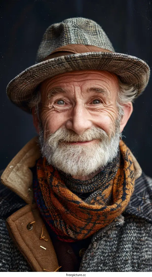 Portrait of a Smiling Senior Man in a Hat