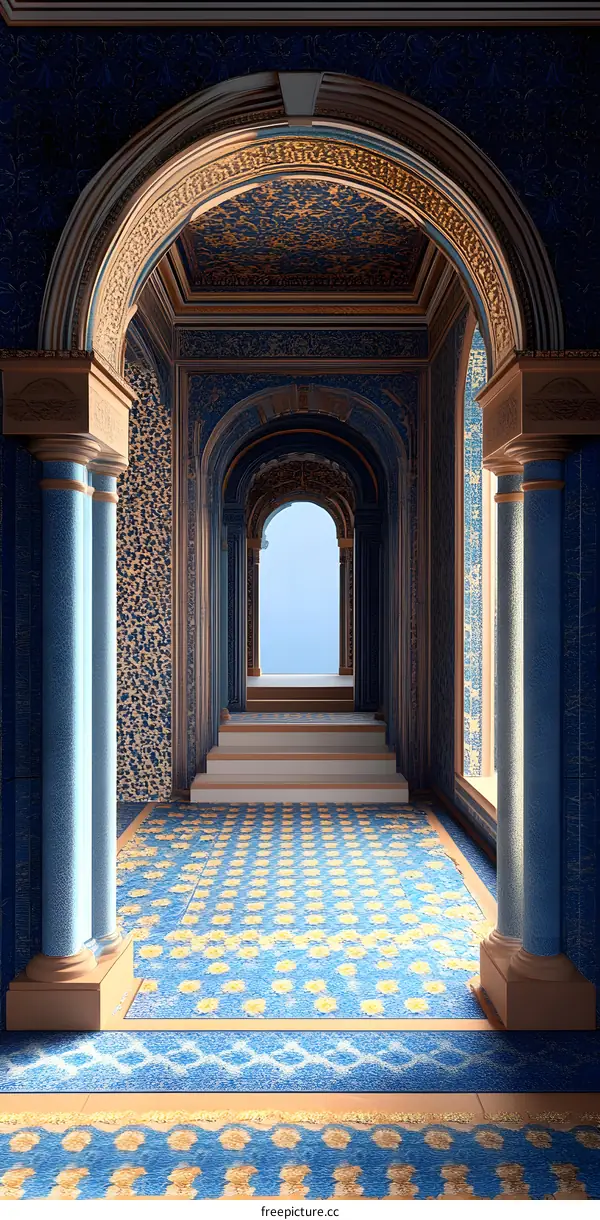 Blue and Gold Archway Interior Design