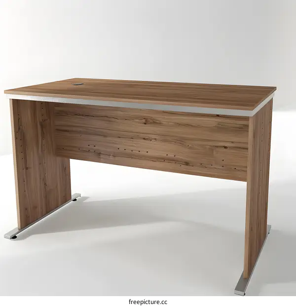 Modern Wooden Desk with Silver Metal Legs